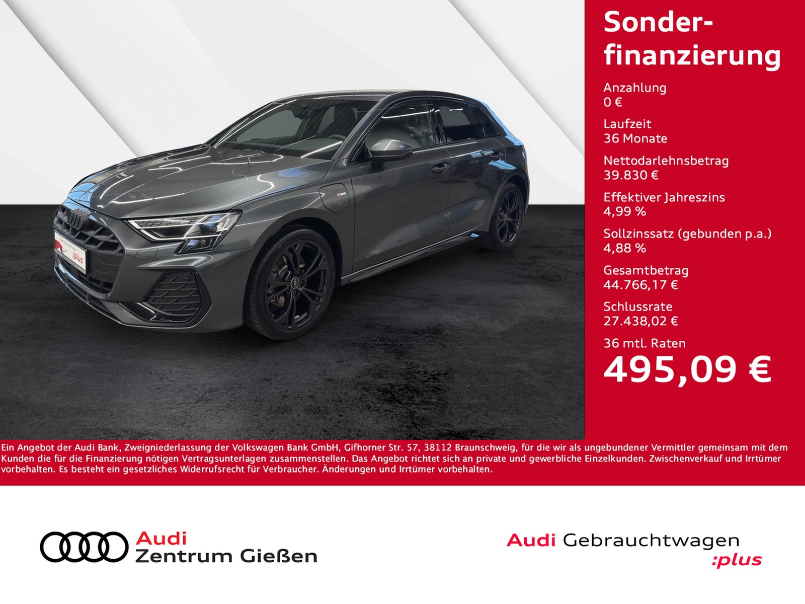 A3 Sportback 40 TFSI e S line Black Assistenzpakete